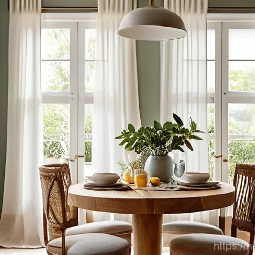 Home 21 가성비 좋은 목재 추천 - **A Cozy Dining Space with Mango Wood Furniture**
A warmly lit, inviting dining room featuring a...