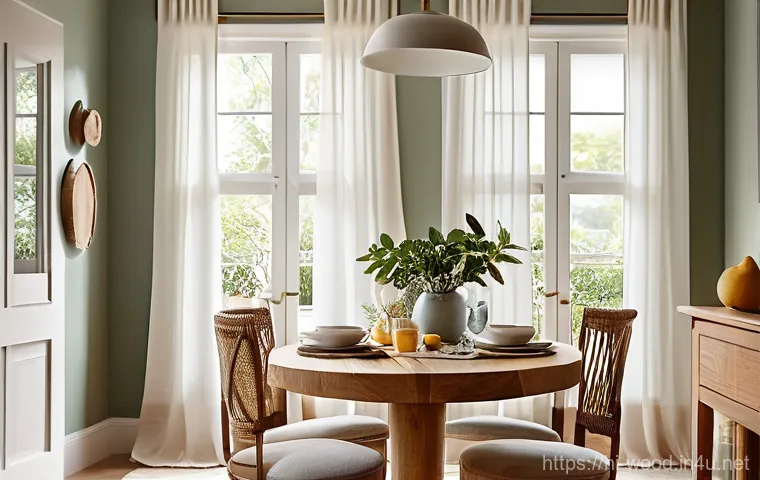 가성비 좋은 목재 추천 - **A Cozy Dining Space with Mango Wood Furniture**
    A warmly lit, inviting dining room featuring a...