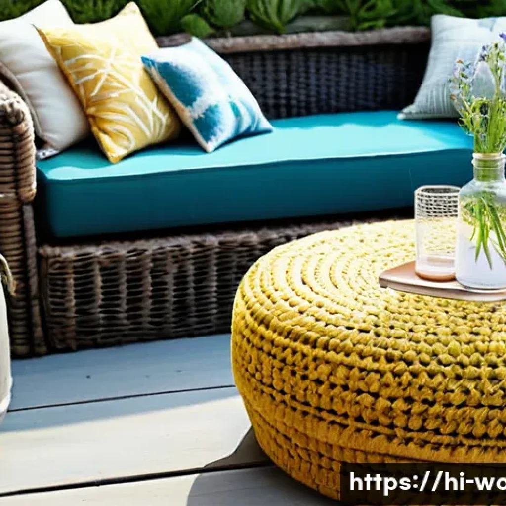 야외용 가구 제작법 - **Prompt 1: Cozy DIY Outdoor Pallet Sofa and Tire Ottoman**
    "A beautifully crafted, inviting out...