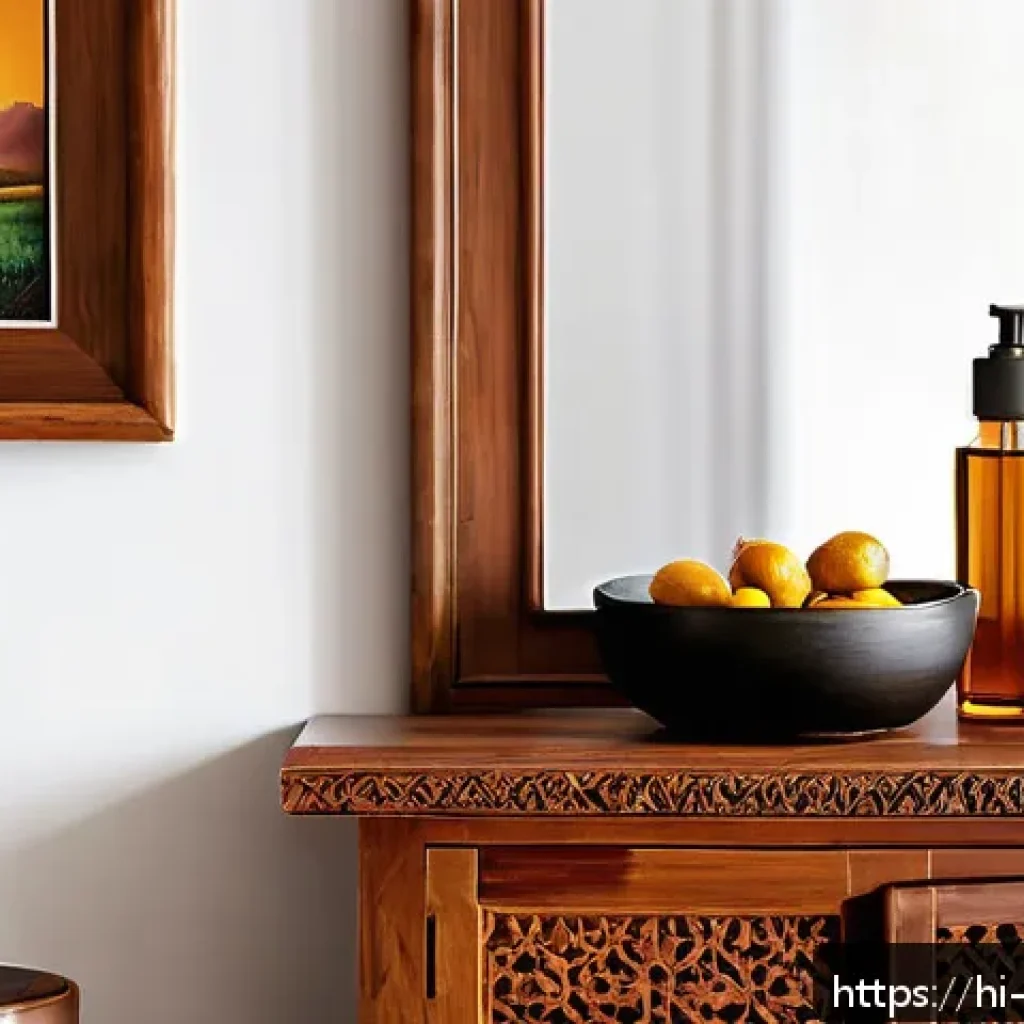 목재 오일 및 바니시 비교 - A cozy Indian living room scene featuring traditional wooden furniture treated with natural oil fini...