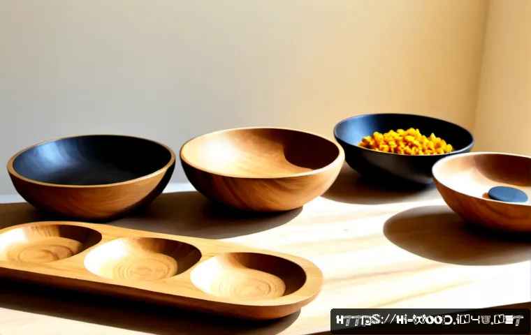 Home 17 목공예 마케팅 전략 - Photorealistic Indian woodcraft artisan arranging handmade wooden bowls, carved trays, and small dec...
